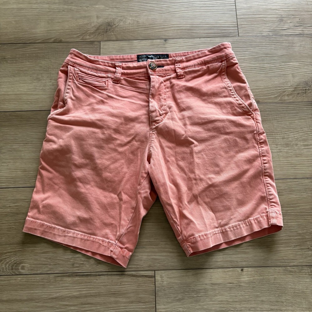 American Eagle Men‎ Active Flex Classic Chino Shorts Sz 30 Red Pink Preppy
